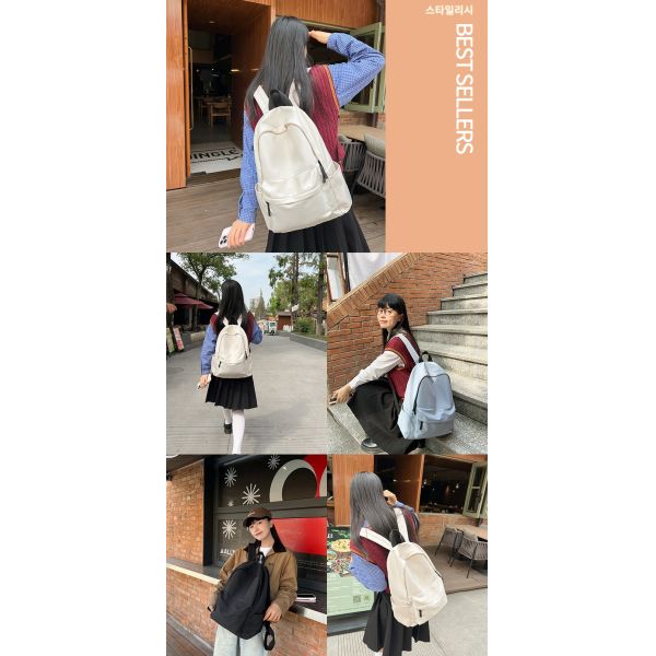 Colefa Japanese Style Unprinted Backpack for Male Female Large Capacity Solid Color Middle High School College Student Backpack