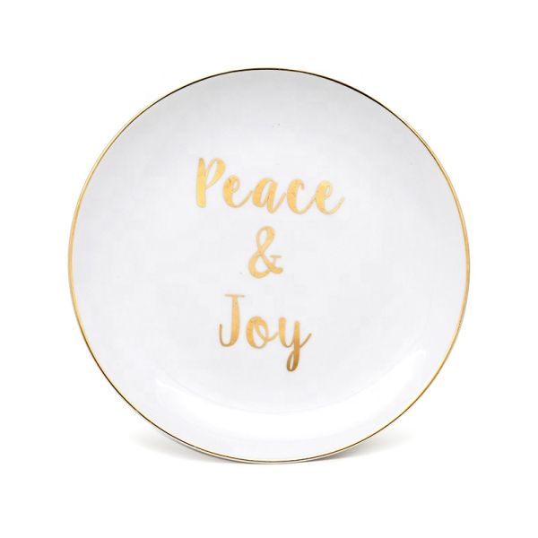 Dessert White Custom Porcelain Plates Ceramic Plate Printing Designs for Christmas