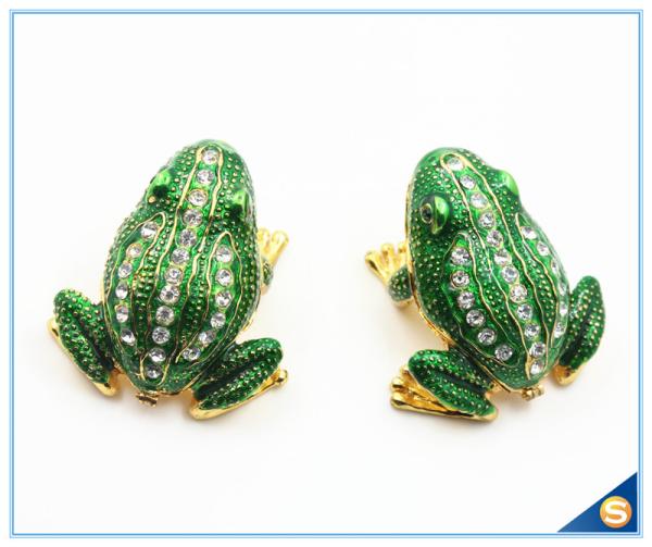 Wholesale Metal Frog With Crystal Jewelry Box Cute Trinket Box For Gifts SCJ753