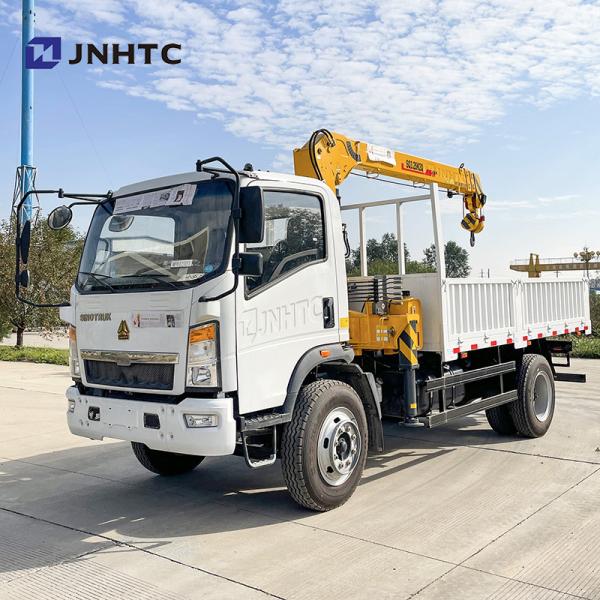 Caminhão de 6 toneladas 4x2 6 rodas Caminhão com guindaste de braço reto HOWO Caminhão de carga leve 3-8 toneladas