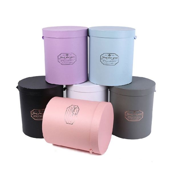 Gift Cylinder Bouquet Flower Box Packaging With Ribbon Custom