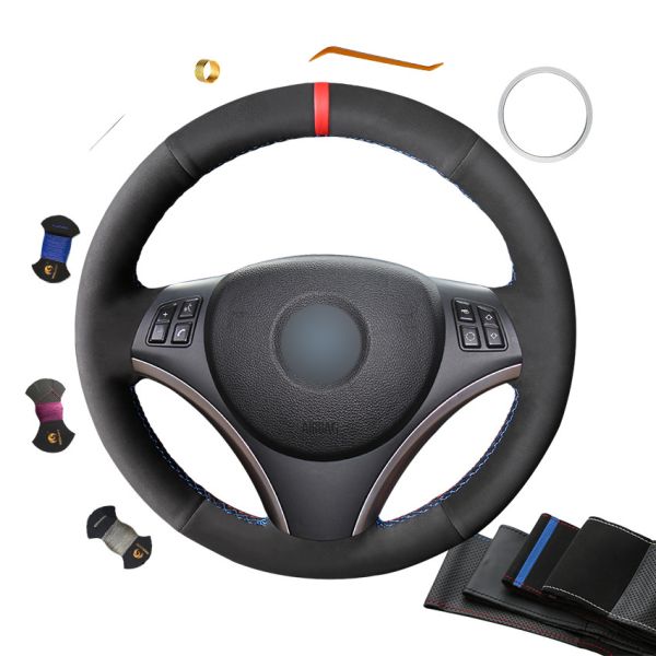 Customized Leather Steering Wheel Cover for BMW E90 325i 330i 335i E87 120i 130i 120d