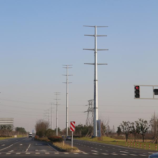 hot dip galvanized 35ft galvanized electric steel pole steel transmission poles