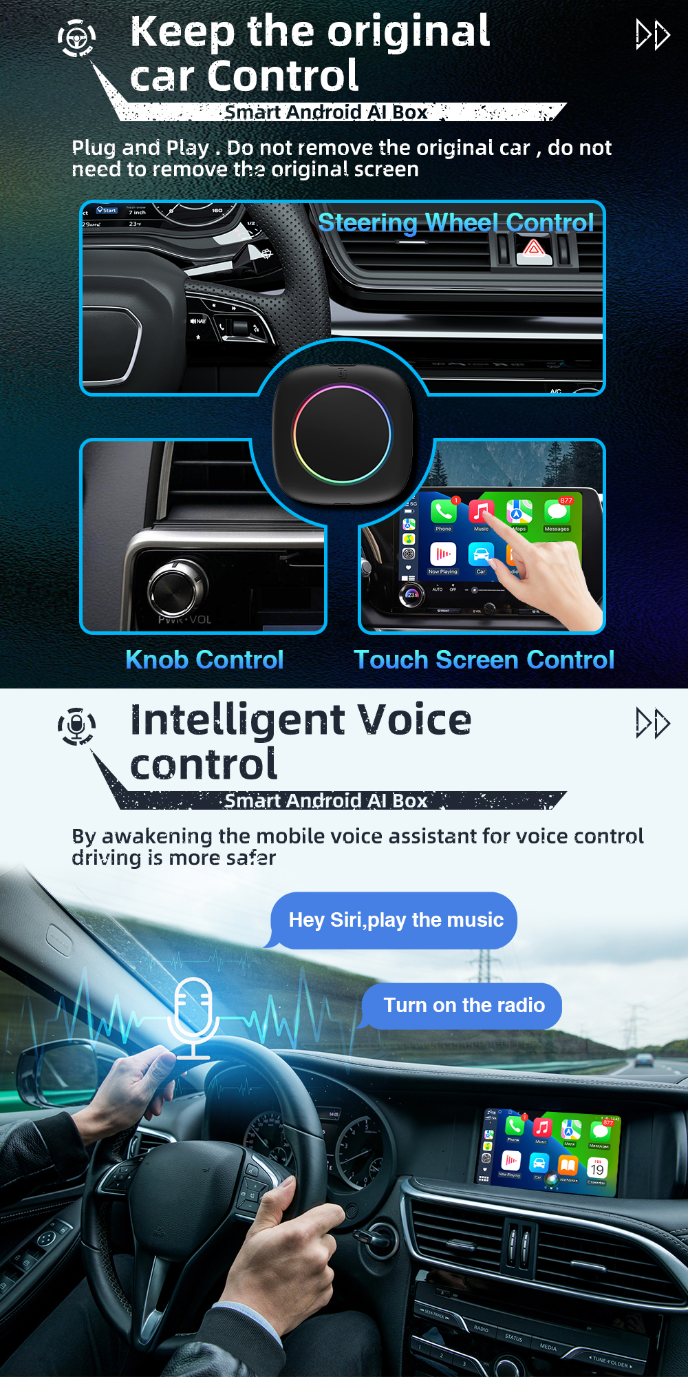 Алюминиевый сплав Carplay Box Android 13 Для Kia Vw Toyota Peugeot Volvo