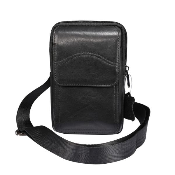 Multifunctional Flip Cover For IPhone 17, Top-Grain Cowhide Zipper Protective Case, Shoulder Strap Waist Bag, Note10