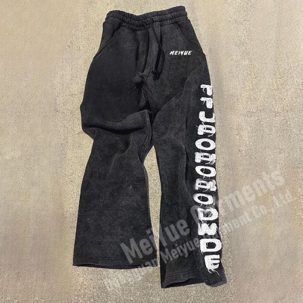 Anti-arrugas ropa callejera sudaderas de piernas anchas sudaderas con bolsas apiladas lavado con ácido