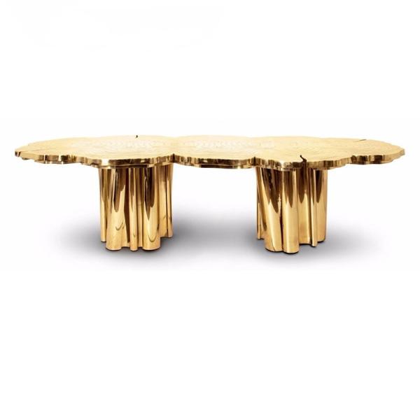 Irregular Modern Stainless Steel Dining Table Non Foldable Dining Room Furniture