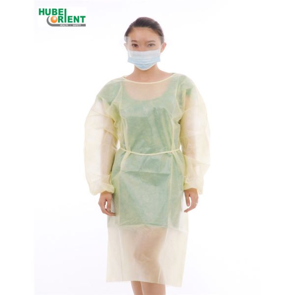 Non Sterile Disposable SMS Nonwoven Isolation Gown With Elastic Wrist