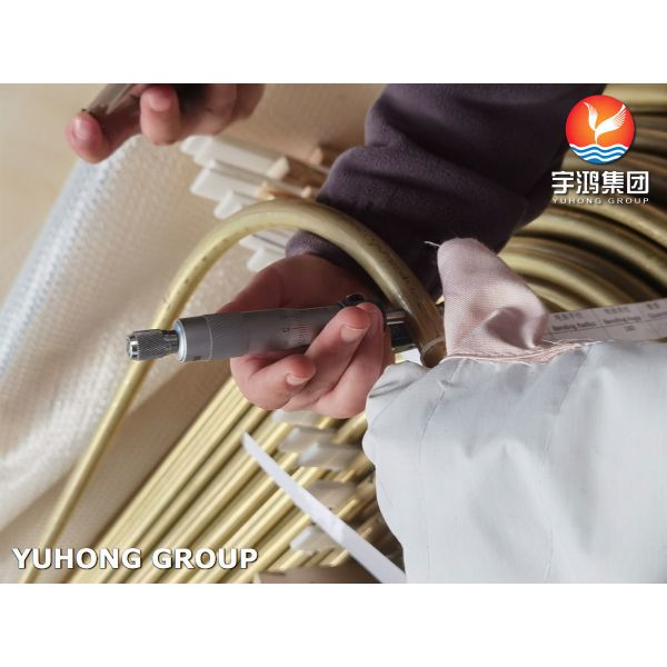 ASTM B111 UNS C68700 Aluminum Brass Seamless Tube CuZn20Al2 U Bend Heat Exchanger Tube