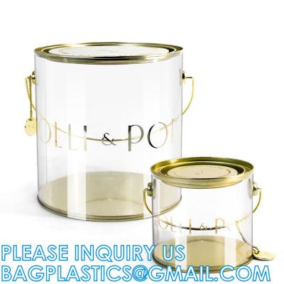 Plastic Tin Cans, For Crafts, Decorating, Baby/Wedding Shower Decor, Quart Size Clear Plastic Paint Cans