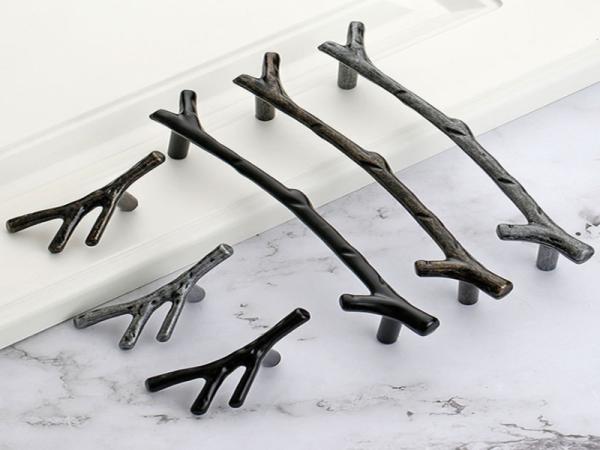 Wardrobe North European forest  Drawer Handles And Knobs 96mm Black Dresser Pulls Grey Furniture Handles