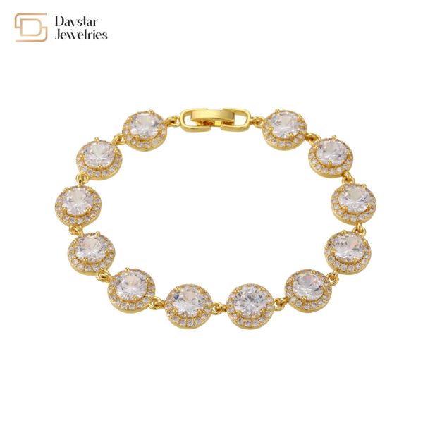 Women 18k Gold Bracelet Jewelry , Zircon Natural Diamond Bracelet