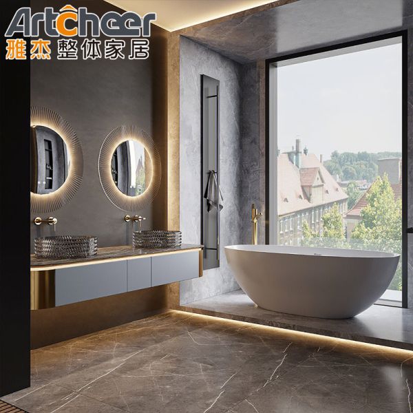 Luxury Commercial Double Sink Bathroom Vanity Furniture for Modern Stylish Bathroom (Люкс коммерческая двойная раковина ванная комната суетная мебель для современной стильной ванной)