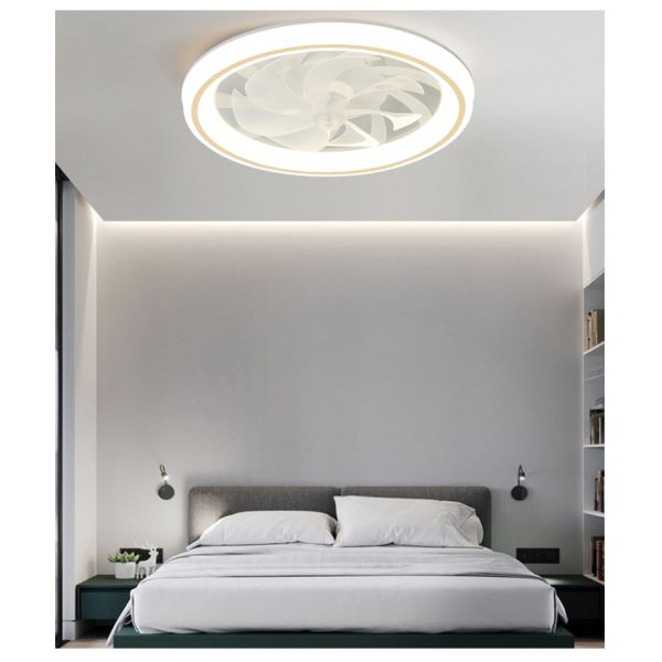 Modern and Simple Home Intelligent Remote Control Restaurant LED Round Acrylic ceiling Fan Light(WH-CLL-59)