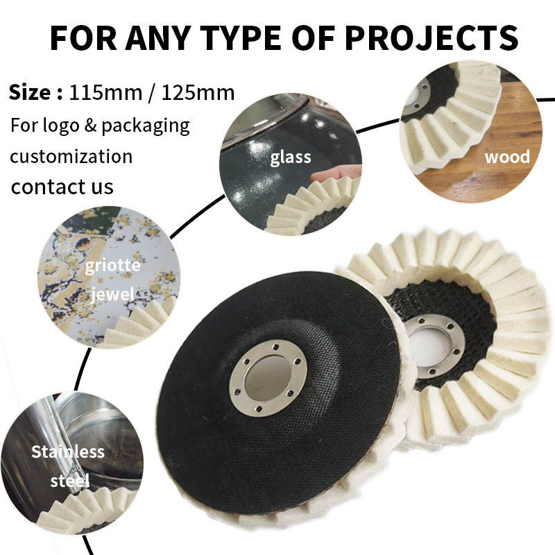 Metal Buffing Sander Wool Felt 80-240 Grit Flap Disc Wheel Marble Fiberglass Backing