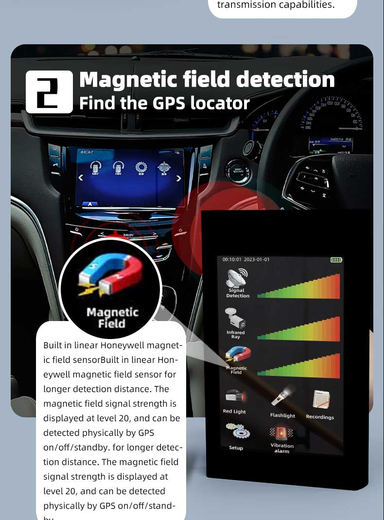 Portable Touch Car GPS WiFi Camera Mobile Phone Signal Tracking Scanner Detector