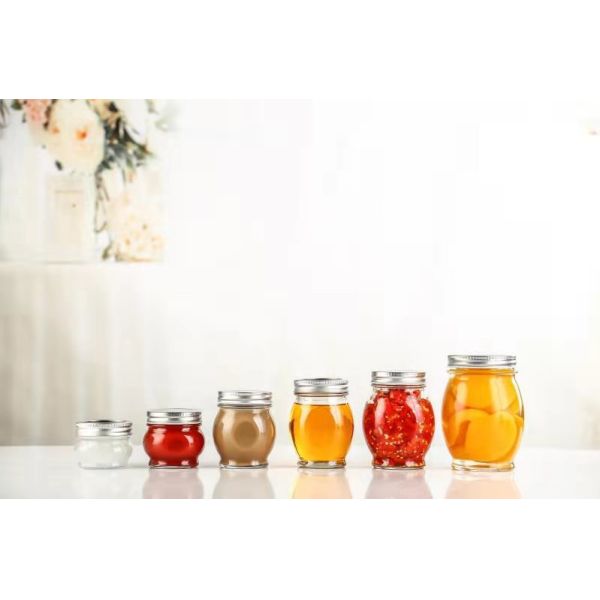 Food Container Clear Glass Honey Jar With Metal Cover BPA Free Reusable