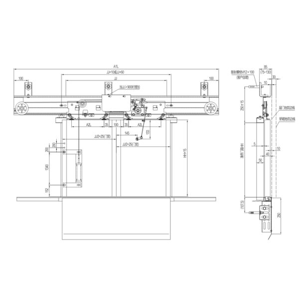2-х створчатое устройство двери посадки, открывающееся по центру, соответствует стандартному требованию GB/T7588.1/2