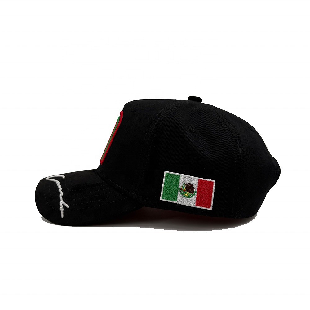 Street Baseball Caps Suede Brim Cotton Crown Custom Embroidery 5 Panel Inside Satin Lining Woven And Metal
