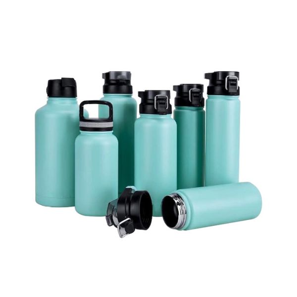 Flip-top Lid Outdoor Activity Customized 304 Stainless Steel Large Mouth Multi-Capacity Vacuum Insulated Flask Green Thermoses Workout Water Bottle Outdoor Enthusiasts