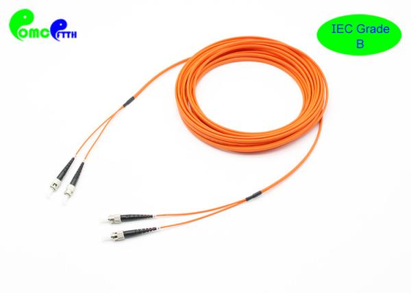 OM1 ST / UPC - ST / UPC Duplex 62.5 / 125um 3.0mm Flat Fiber Patch Cord 3m Orange LSZH