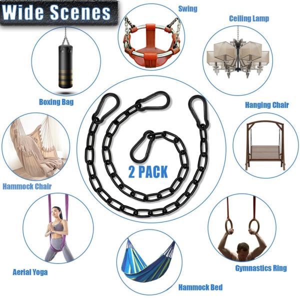 Heavy Duty Hammock Hardware Kit For Punching Bags, Swing Chairs , Indoor & Outdoor Gym (Black)