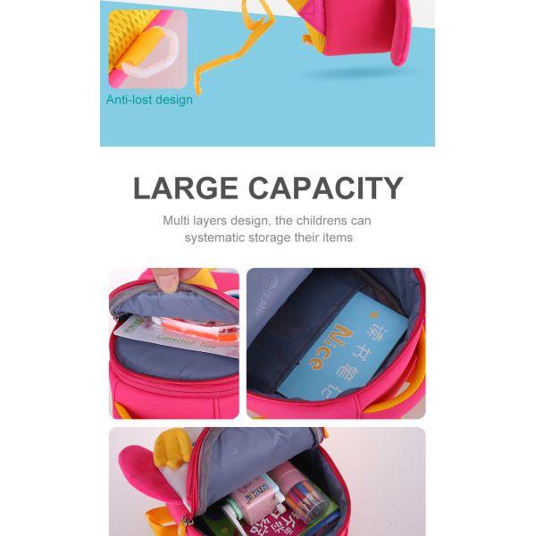 Penguin Waterproof Kids Backpack 3D Baby Toddler Children School Bag Kindergarten