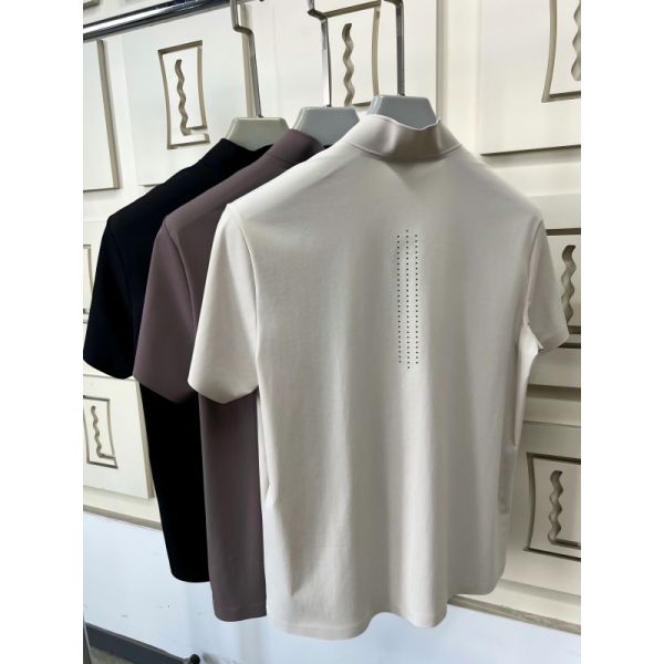 Men High Neck Short Sleeve Shirts Stretch Quick Dry and Breathable Fabric for Outdoor Sport T-shirt