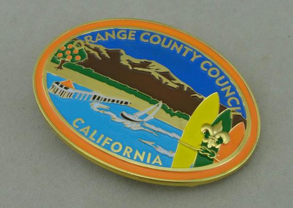 California Orange County Council Custom Made Buckles With Gold Plating And Soft Enamel