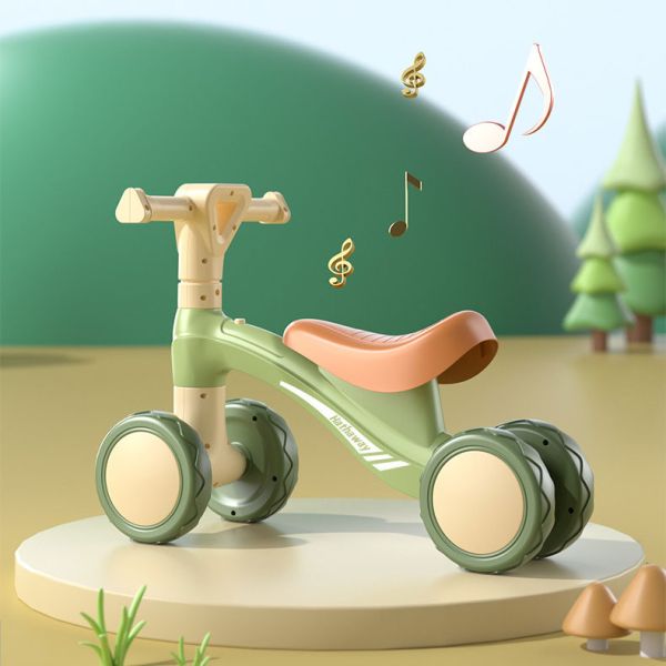 Push Bicycle Balancing Gift for Boys Girls Four Wheels Age 0-3M Handcart Learning Toy