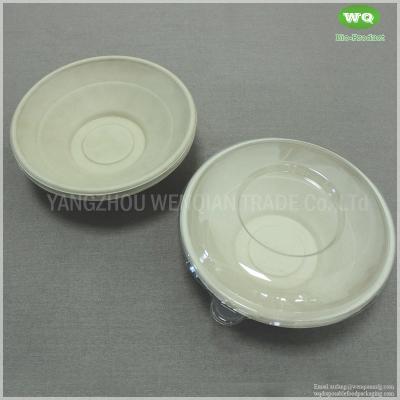 32oz Biodegradable Sugarcane Pulp Bowl With Clear PET Lid Edge Trimming Sugarcane Bagasse Pulp  Salad Bowl With Lid