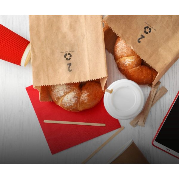 Entrega de alimentos Bolsa de papel Kraft para alimentos biodegradable Tamaño personalizado razonable