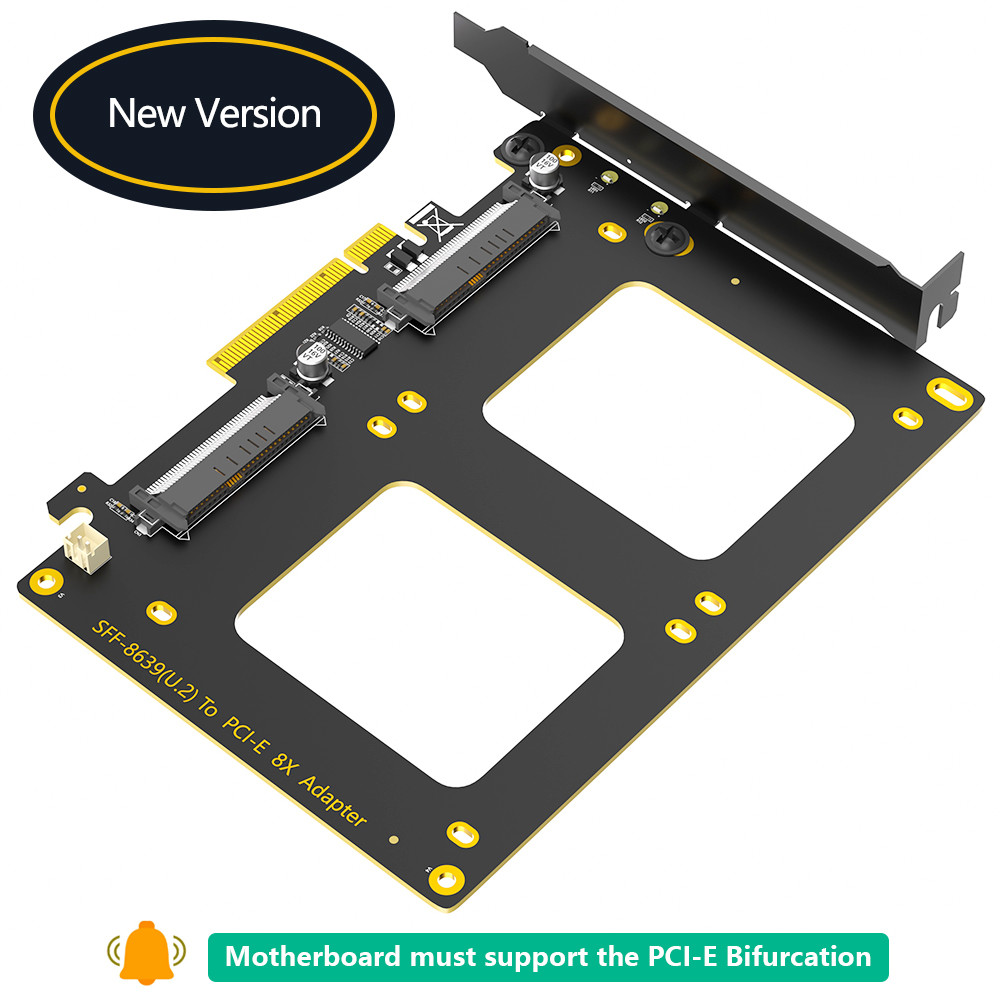 Двойной U.2 SSD на PCIe 4.0 X8 адаптер молниеносной передачи данных