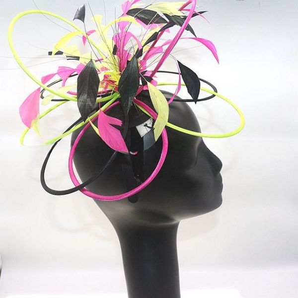 15x30cm Feather Fascinator Headband , Stripped Coque Flower Feather Headband