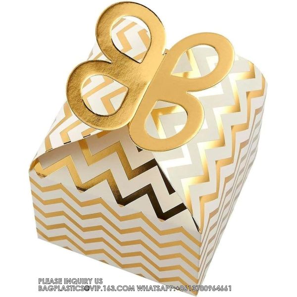 Boxes For Party Favors, Birthday, Wedding, Anniversaries, Valentines, Engagement, Gold Foil Ornament Gift Boxes