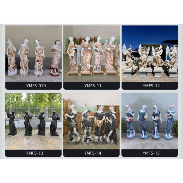 Life Size Natural Stone Garden Sculpture Four Season Goddess Marble Statue
