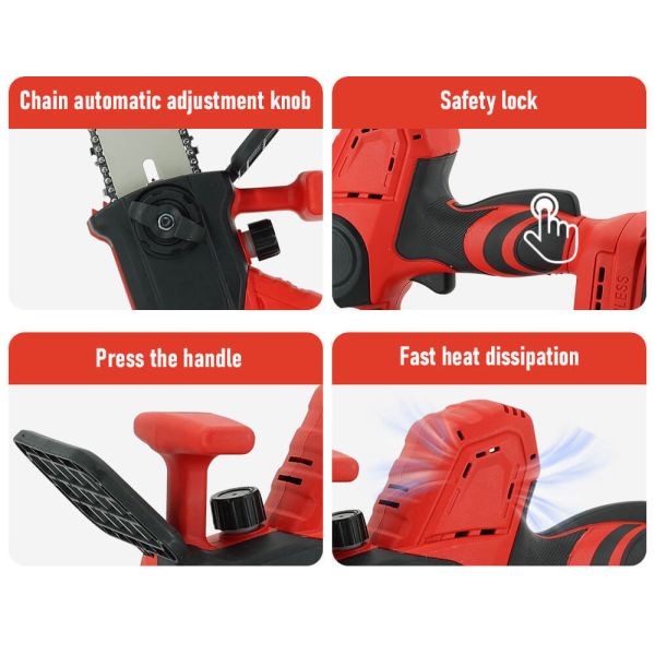 8 Inch Cordless Electric Chainsaw with Auto Chain Tension and Oil Pump for Wood Cutting