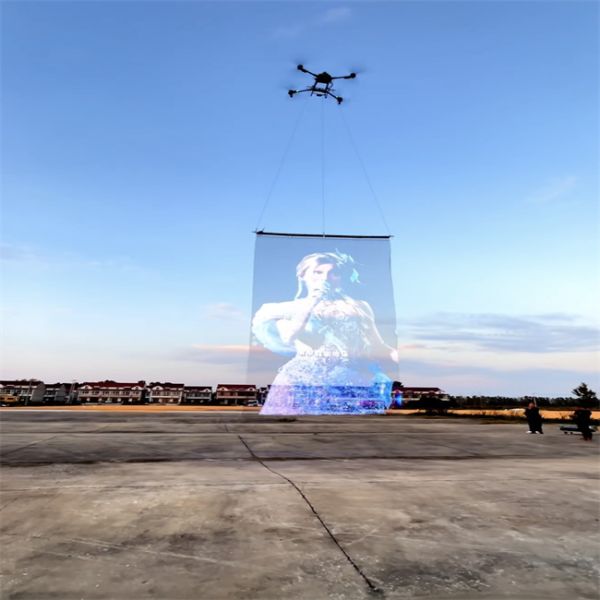 P15 High Brightness 3D Drone Screen IP68 Outdoor Waterproof DC12V Led Mesh Flying Screen for Festivals Event Shows Brand Promotion Advertising