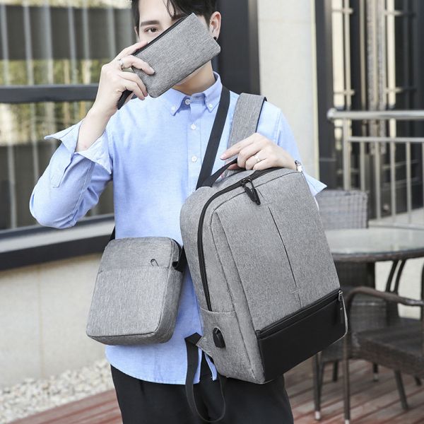 3pc Mens Work Laptop Backpack Set Smart Travel Backpack Set Unisex