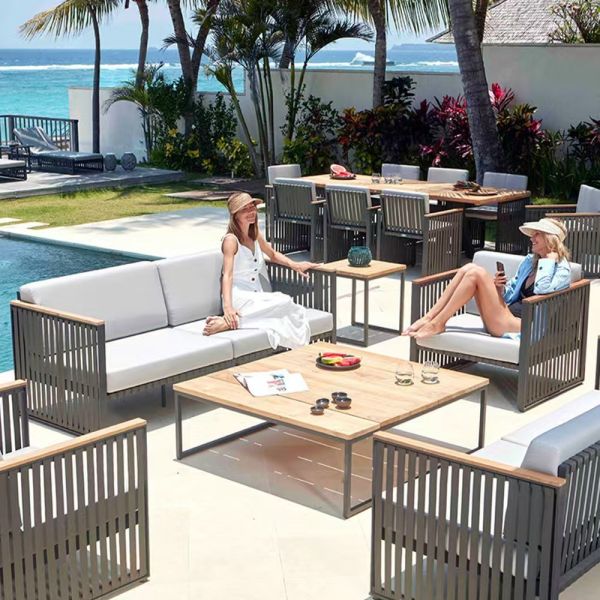 Modern Outdoor Aluminum Rattan Garden Sofa Chair Set Waterproof Eco-Friendly for Villa Apartment Courtyard & Leisure Lounge Use