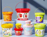 Balde de armazenamento de plástico branco personalizado reutilizável para alimentos