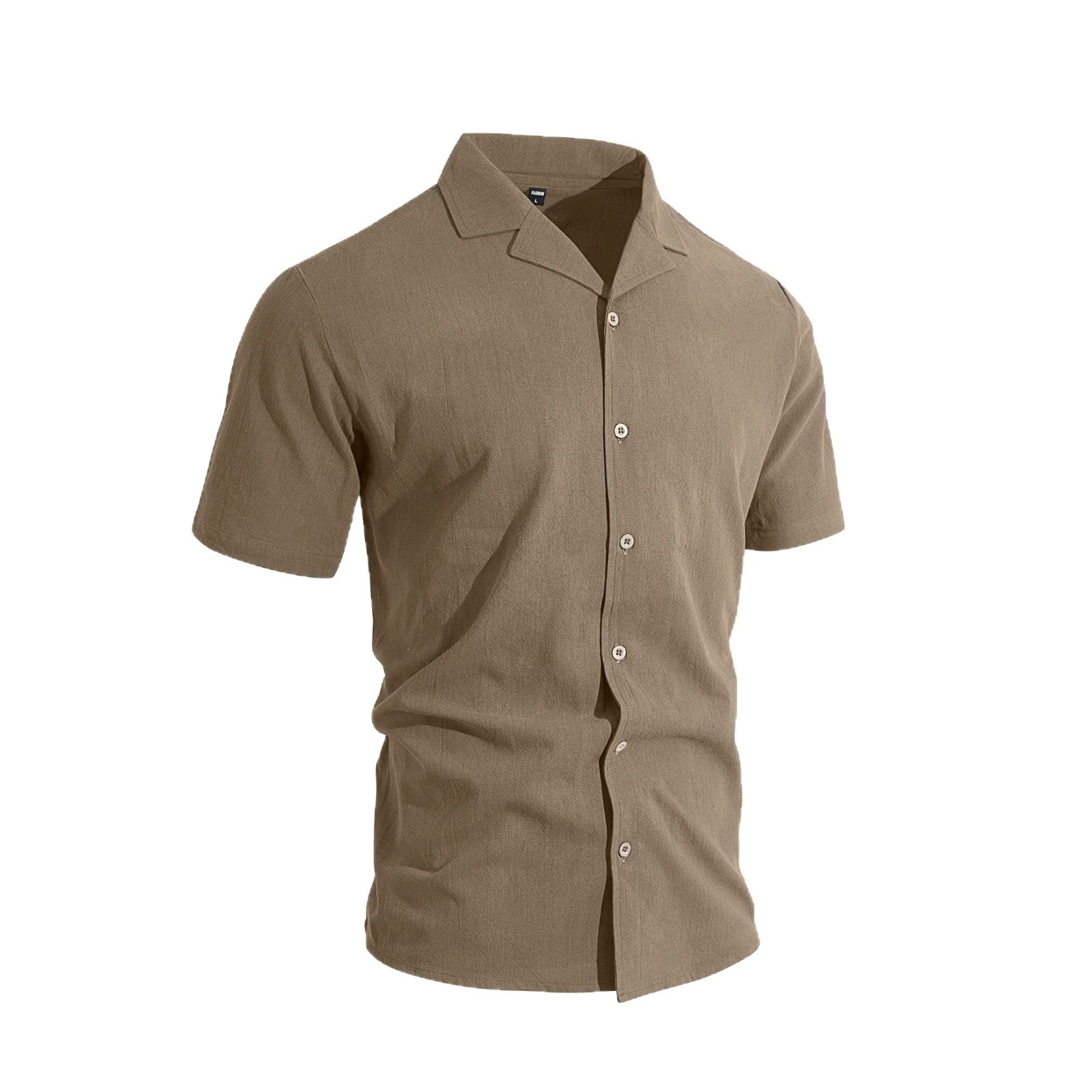 Men's Textured Linen Blend Polo Shirt with Breathable Fabric and Classic Polo Collar