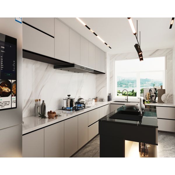 Modular Kitchen Cabinets with Backsplash & Drawer Accessories