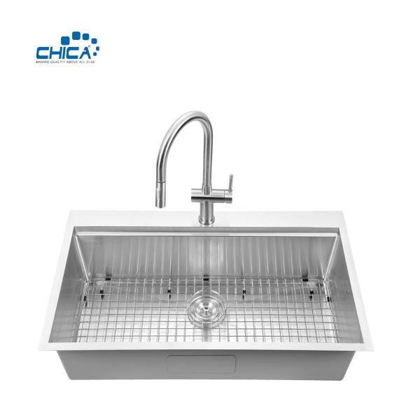 Single Bowl 18 Gauge Stainless Steel Sink Handmade House Kitchen Sinks Topmount Kitchen Sinks