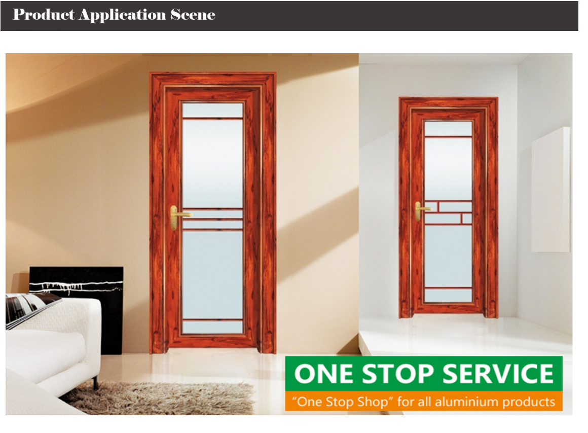 Single Leaf 6063 Aluminum Swing Doors Wood Surface Waterproof 8mm Hollow Glass
