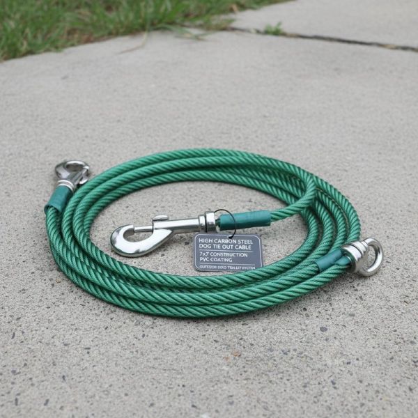 High Carbon Steel Dog Tie Out Cable with 7x7 Construction and PVC Coated for Outdoor Dog Trolley System