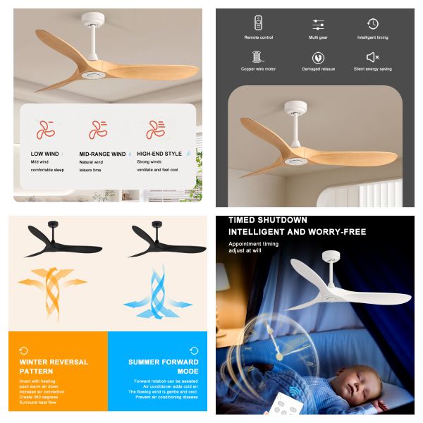 Modèle de fabricant en gros 666 Ventilateur de plafond léger de 52 pouces avec ventilateur de lustre à pales en ABS