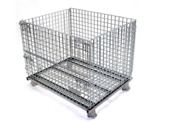 Sliver Color Collapsible Pallet Cages , Heavy Duty Storage Cages For Sports Equipment