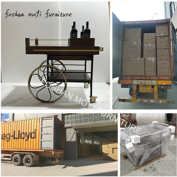 Modern Standard Size Wooden Food Trolley Silver Metal Bar Cart Suitable for Hotel Restaurant Wedding Drinks Presentation