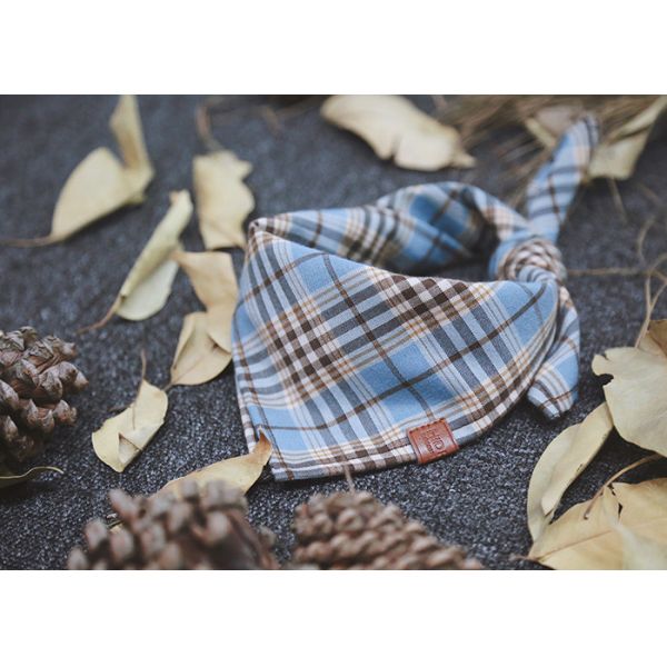 Blue Dog Scarf Collar Puppy Bandana Collar Plaid Cotton